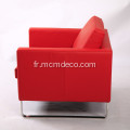 Chaise de canapé en cuir authentique rouge